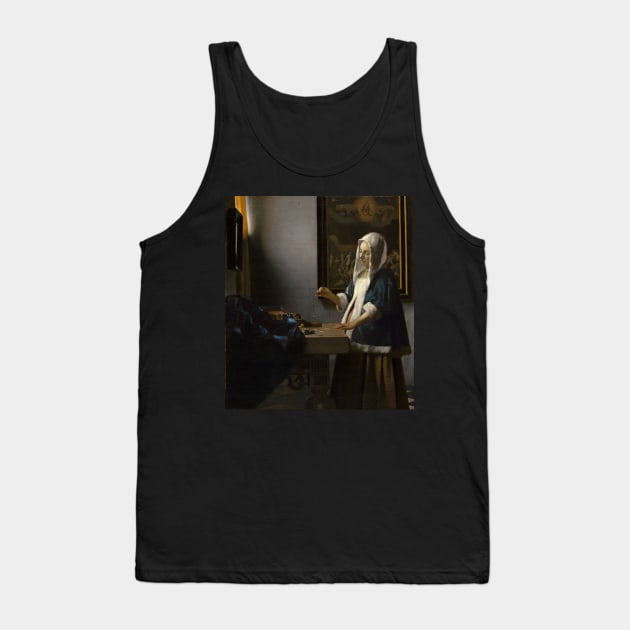 Woman Holding a Balance - Johannes Vermeer Tank Top by themasters